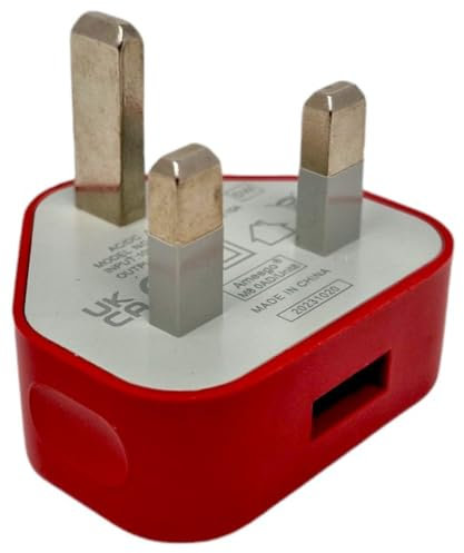 Electoys Single USB Plug UK - 5V 1A USB Plug - Fast Charger Plugs Head - UK 3 Pin Plugs With Cable Port - Main Wall Charging Adapter - Compatible with iPhone 7 8 XS Max XR 11 12 Samsung, Redmi, Huawei