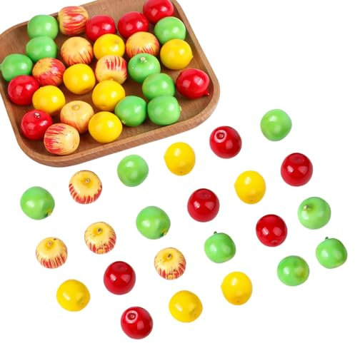 Calkkrer 50 mele artificiali, decorazione di frutta, simulazione per decorazione di Natale, frutta artificiale come reale, plastica decorativa per la decorazione della tavola e fotografia