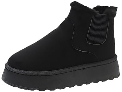 Generico Scarpe Donna Invernali Pelle Stivali Hug Donna Stivali da Neve Corti in Cotone e Tubolare con in Peluche, Comodi e Spessi, da Donna, Tinta Unita Scarpe Calde Donna Invernali (Black, 37)