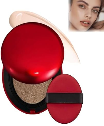 Red Cushion Foundation,Cushion Foundation Makeup for Glass Skin,SPF40 PA++ Super Fit Cushion Foundation,Foundation Full Coverage,Long-lasting Lightweight,Waterproof,Semi-Matte Finish (27N)