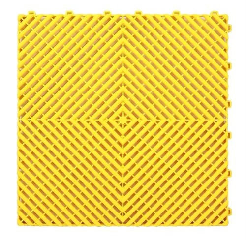 OZLCUA Piastrelle per Decking A Incastro Piastrelle for Pavimenti da Garage modulari Ventilate in plastica, Tappetino for Pavimenti da Garage in PVC PP Piastrelle Ad Incastro(Yellow)