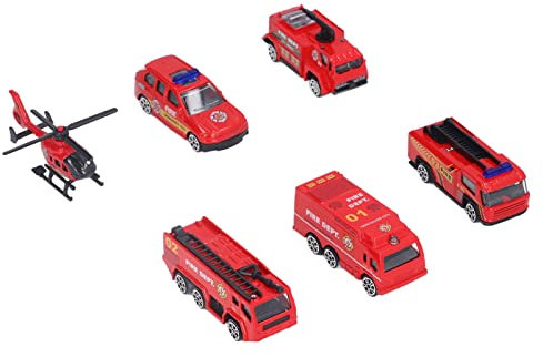 Sahgsa 6 Stück Feuerwehrauto-Spielzeug, Tragbar, Mini-Legierung, Feuerwehrauto-Modell, für, Pädagogisches Spielzeug, Auto, Geburtstagsgeschenk