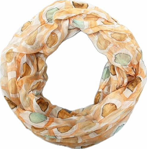 Jeamis Kreis Seide Loop Farbverlauf Frühling Rundschal Rainbow Unisex Sommer Leicht Schal Stola Dots (2025E Gelb)