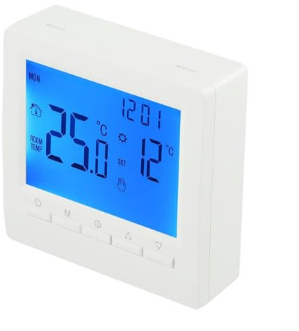 Termostato digitale programmabile LCD Regolatore di temperatura ambiente per caldaia a gas sistema di riscaldamento con blocco bambini e funzione antigelo, installazione a parete o autoportante