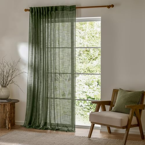 Yard Cirrus Woven Sheer Sheer Curtain Panel (Forest, 290 x 250 cm) | Lightweight woven sheer curtain panel that softly filters daylight while maintaining daytime privacy