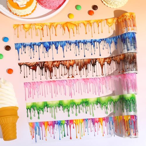 Scrapbooking Stickers Set,6 Rolls Bullet Journal Zubehör Aufklebers,Jam Themed PET Washi Tape Aesthetic Stickers,Decorative for Journaling Zubehör,Photo Album,Notebook,DIY Crafts(Delicious Dripping)