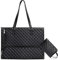 VKWE Lunch Tote Bag for Women, 2 In 1 Tote Bag Lunch Bag Combo – 15.6 Inch Large Capacity Laptop Handbag with Purse, Work Bag with Lunch Compartment for Business, Office, College, Casual, Trip (Black)