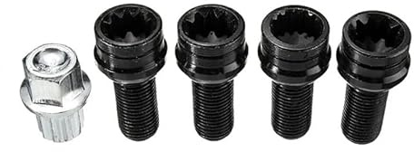 Bulloni Delle Ruote,Bulloni Ruota 5 pezzi Dadi e bulloni antifurto for ruote (4+1) Chiave di sicurezza Adatto for VW AUDI A3 A4 A5 Adatto for Bora M14x1.5 8D0601139F
