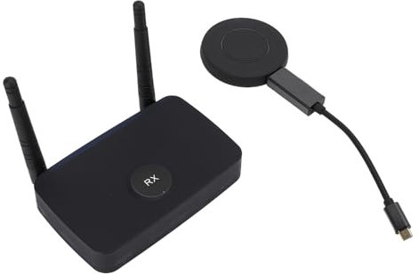 Pyhodi Transmetteur et Récepteur de Projecteur D'écran de Type C pour Téléviseur, Interface D'affichage HD 1080p, Portée sans Fil 100 M, pour Prise VGA ou 3,5 Mm, avec Bande de