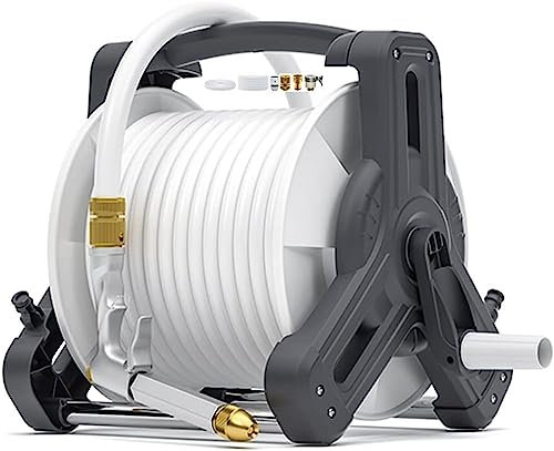 Gartenschlauchtrommeln zur Wandmontage, Bodenreinigungs-Bewässerungsschlauch-Organizer, tragbare Haushaltsbewässerungswerkzeuge mit Hochdruck-Wasserschlauchtrommeln (Farbe: Weiß, Größe: Schlauchwage