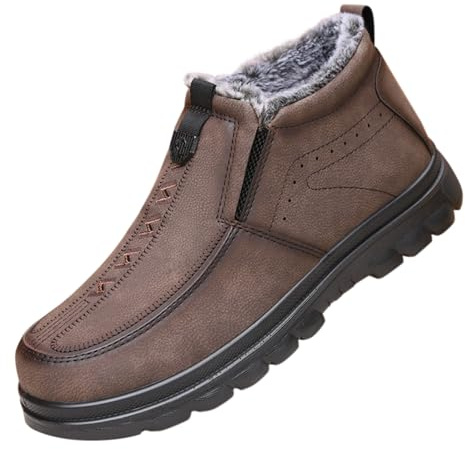 Zapatos de invierno para hombre sin cordones, botas de nieve forradas para hombre, botas de invierno, antideslizantes, antideslizantes, para senderismo, trekking, deportes clásicos, para hombre