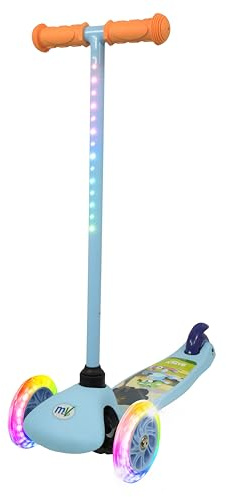 Bluey Tilt & Glo 3 Wheel Scooter with Light Up Wheels & Stem | Kids Push Tri Scooter | Tilt & Turn Steering | Ages 3+