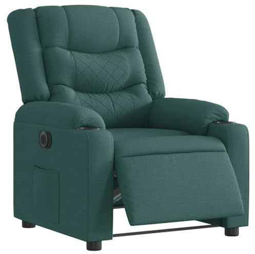 Owoxanthellate Relaxsessel Elektrisch Dunkelgrün Stoff 77 x 93 x 99 cm mit 135° Liegefunktion Wohnzimmer Fernsehsessel Robustes Holz-Metall-Gestell für Living Room und Home Movie Night