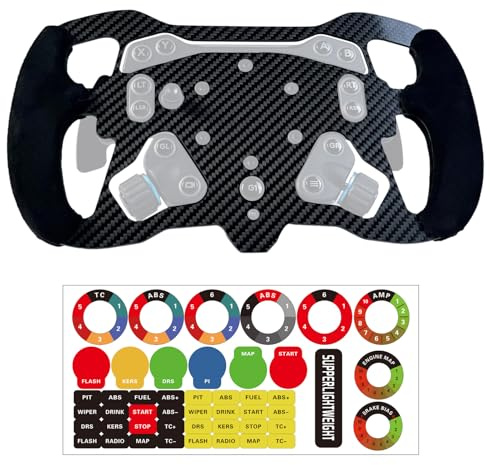12 Inch F1 Style For Logitech G RS50 System or Pro SIM Racing Wheel;Supper lightweight Real Carbon Fiber Suede For Logitech RS Steering Wheel X/S PS4/PS5 Wheel Hub (12 Inch F1 Style)