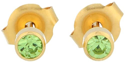 Erstohrstecker hartvergoldet Sterile Ohrstecker Zarge mit Stein in hellgrün
