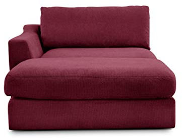 CAVADORE Sofa-Modul Fiona Longchair mit Armteil links / XXL-Recamiere passend zur Couchgarnitur Fiona / 139 x 90 x 199 /Webstoff rot