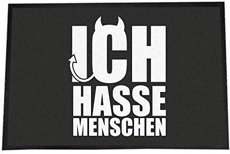 4youDesign Fußmatte Ich Hasse Menschen 50x75cm, Fußabtreter lustiger Spruch, Schmutzfangmatte für Freunde, Kollegen, Familie, rutschfeste Matte, Geschenk zur Einweihung, Einzug, Schwarz