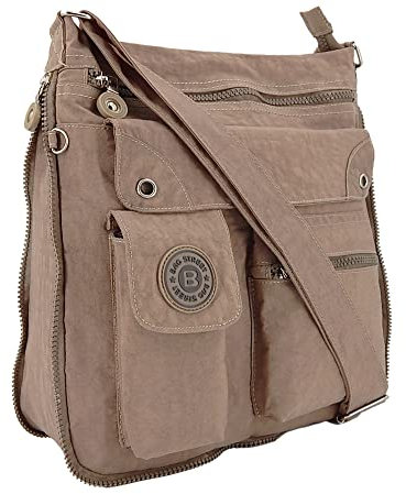 ekavale - leichte Damen-Umhängetasche - Praktische Crossbody-Handtasche - mit vielen fächern - Schultertasche - wasserabweisende Damentasche (Stone)