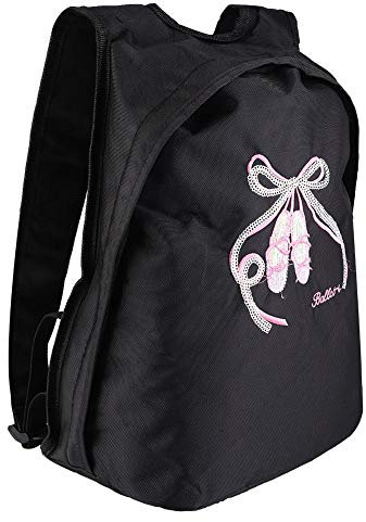 MAGT Ballett-Tanzrucksack, Ballettrucksack Mädchen Cute Girls Ballett-Tanzrucksack Kids Shoulder Sports Zipper Bag für den Trainingskurs Dance(Schwarz)