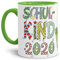 Tassendruck Geschenk Tasse zur Einschulung für Kinder mit Spruch - SCHULKIND 2020 - Geschenkidee zum Schulanfang/Erinnerung Schulbeginn/Erstklässler 2020 Junge - Innen & Henkel Hellgrün