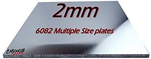 Hojas y placas de aluminio de 2 mm de varios tamaños de 2 mm 6082 cuadrados y rectángulos 6082 recubiertos por ambos lados (100 x 100 x 2 mm)