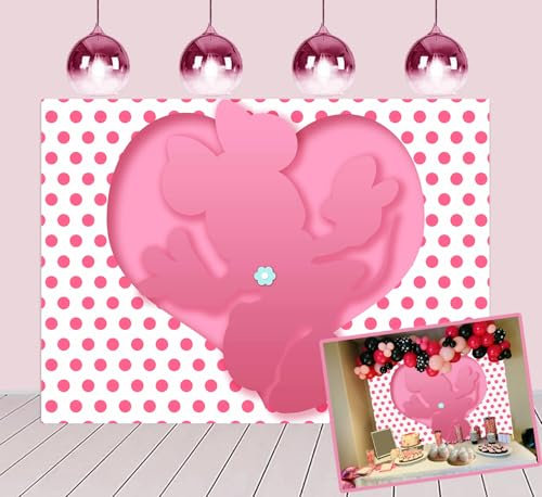LXN Pink Mouse Backrop Pink Dots Photography Background Girls 1st 2nd Birthday Party Backdrop Baby Shower Decoration Background 7x5ft
