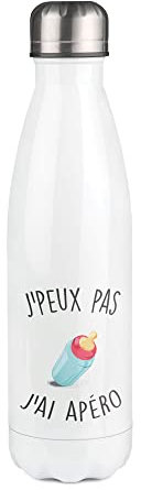 Botella isotérmica blanca con diseño de J'Puede no biberón apero