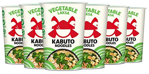 Kabuto Noodles | Vegetable Laksa Instant Noodles | 6 Pack (6 x 65g) | Vegetarian, Gluten Free Instant Pots