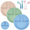 Vicloon Baby Teller, 3Pcs Silikon Rutschfester Tischset, Saugnapfschale für Babys, BPA Frei, Geteilte Standfeste Babyteller Kleinkind Teller für Kleinkind und Kinder(Dunkel Gefärbt)