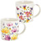 Juego de 2 tazas blancas con diseño de flores, bonitas tazas de café de porcelana en 350 ml, para capuchino, café y té, tazas de café excepcionales, aptas para lavavajillas y microondas como regalo