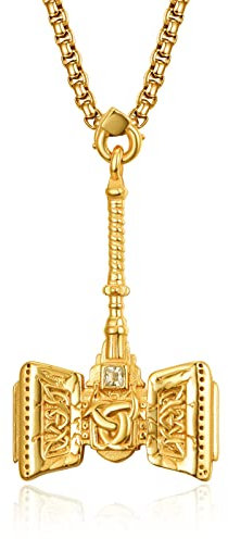 Thors Hammer Halskette für Männer Sterling Silber Nordisch vergoldet Thors Hammer Wikingerschmuck für Herren Männer Jungen