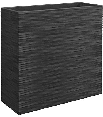 Nicoli Vaso grande Separé elegance cm 80x30x75h in resina, effetto rilievo, fioriera da interno esterno ideale per dividere ambienti (ANTRACITE)