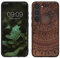 kwmobile Hülle kompatibel mit Samsung Galaxy S23 Hülle - Holz Case - Handy Cover - TPU Handyhülle in Dunkelbraun Indische Sonne