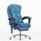 Blisswood Ergonomic Computer Chair with 8-Point Massage – Executive Manager Office Chair with Heated Lumbar Support, Swivel Base, Adjustable Height and Footrest for Home or Study Use - Linen (Blue)