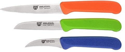 GRÄWE Obstmesser & Gemüsemesser, 3er Set, kleines Küchenmesser-Set, Schälmesser, Edelstahl, bunt, super scharf geschliffen