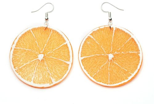 Miniblings Orangenscheibe Ohrringe Hänger Orange Frucht Sommer Barkeeper XL - Handmade Modeschmuck I Ohrhänger Ohrschmuck versilbert