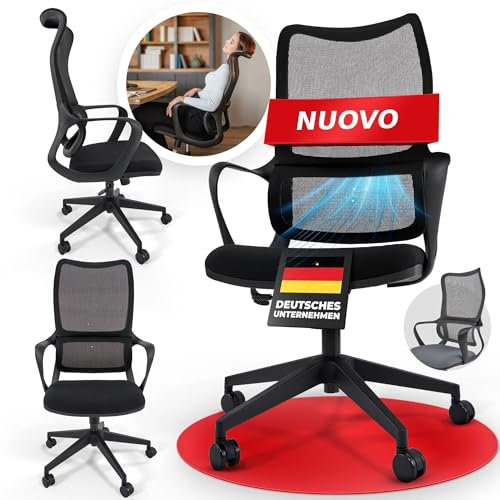 OfficeNest Brandneues Modell, Ergonomischer Bürostuhl Caity, drehbar, höhenverstellbar bis 150 kg, Büro Home Office geeignet – modernes Design und langanhaltender Komfort (Schiefergrau)