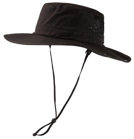 TOP-EX Herren UPF 50 Safarihut mit breiter Krempe - UV-Schutz Fischerhut, Wasserdicht & Atmungsaktiv - Faltbarer Sonnenhut für Outdoor, Wandern, Camping, Angeln Schwarz XL/XXL