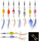 LAENRMRU 10 Stück Blinker Angeln Set UV Aktive Leuchtende Spinner Angelköder Forellen Spoon Twister Forellenköder mit Feder Pailletten Metall Angelzubehör für Forelle Barsch Zander Hecht Lachs