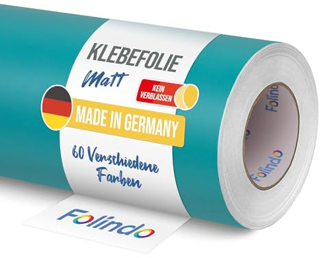 FOLINDO Möbelfolie selbstklebend matt - langlebige Möbel Klebefolie 054 Türkis 5 m x 31,5 cm - Klebefolie Küche - selbstklebende Folie Möbel - moderne Schrankfolie versch. Größen