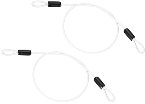 PATIKIL Câble en Acier Inoxydable Gainé de Vinyle de 1/8 de Diamètre avec Boucles, 2 Pcs de 1,6 Pieds (20) de Longueur, Chaîne de Sécurité Flexible pour Cadenas, Blanc