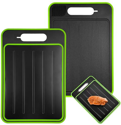 21x 31.1cm Melt Defrosting Board, Double Sided Defrosting Tray, Rapid Thawing Multifunctional Board, Fast Thaw Plate, Cutting Board with Knife Sharpener Spice Grater for Home Kitchen