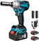 Llave de impacto con batería de 550 N.m, 21V Pistola de Impacto Bateria, Llave Impacto de 1/2 Cuadrada, Taladro de Impacto Eléctrico, para Reparación de Automóviles (con 2 Batería de 3,0 Ah)