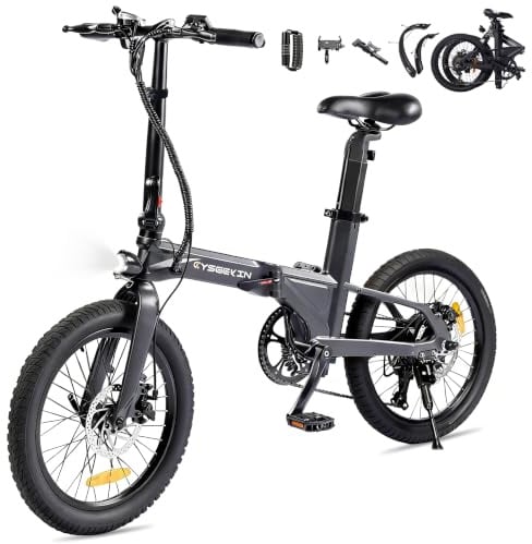 Cyseekin C10 Vélo électrique pliant 20, seulement 18,6 kg, moteur 250 W, batterie 345,6 Wh, avec Shimano 7 vitesses, portée jusqu'à 100 km, 25 km/h, Pedelec avec écran LCD, idéal pour les trajets en