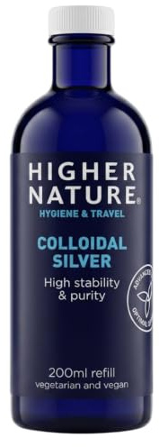 Higher Nature Colloidal Silver - 200ml | Purified Water with Premium Grade Silver, Antiseptic Spray, Disinfectant Spray, Colloidal
