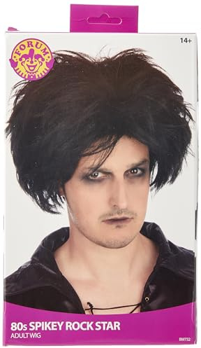 Bristol Novelty BW732 80's Spikey Rock Star Wig, Mens, Black, One Size Halloween