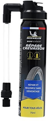 Aérosol, Bombe Anti Crevaison MICHELIN - Accessoire conçu pour réparer une Chambre a Air, Vélo crevé - Kit Reparation pneu pour Vélo, VTT - 75 ML - Fabriqué en France