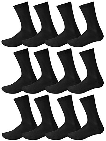 12 Pairs Mens Designer Patterned Cotton Formal Dress Socks Size UK 6-11 EUR 39-45 (BLACK)