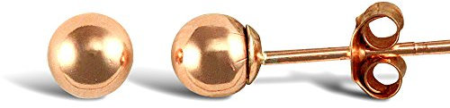 Jewelco London Ladies 9ct Rose Gold Ball Bead Stud Earrings, 4mm