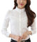 Womens Chiffon Vintage Stand Collar Button Down Shirt Long Sleeve Lace Blouse with Stretch White UK 10